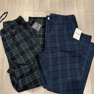 Forever 21 Men's Plaid Pants - Black and Blue
